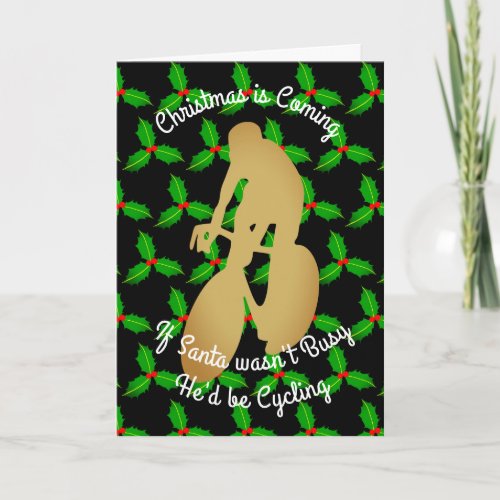 Christmas Santa Would be Cycling Holiday Card
