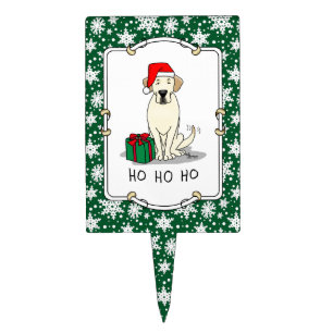 Christmas Santa Yellow Labrador Retriever Cute Cake Topper