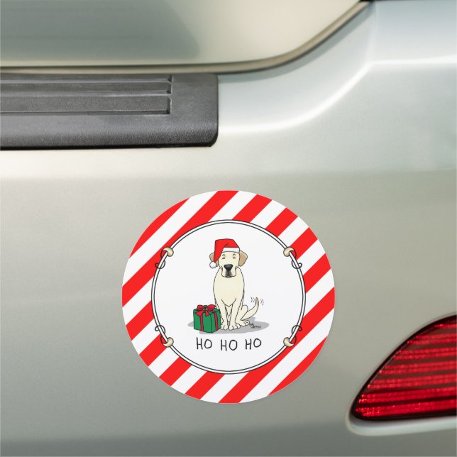 Christmas Santa Yellow Labrador Retriever Cute Car Magnet (In Situ)