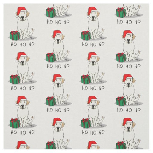 Christmas Santa Yellow Labrador Retriever Cute Fabric