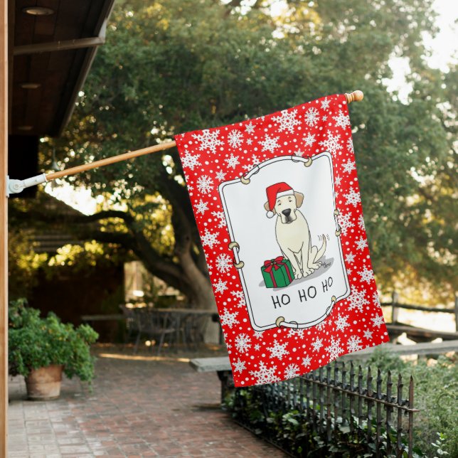Christmas Santa Yellow Labrador Retriever Cute House Flag (In SItu)