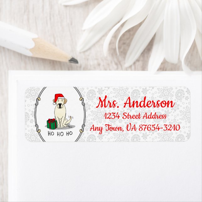 Christmas Santa Yellow Labrador Retriever Cute Label (Insitu)