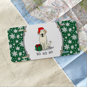 Christmas Santa Yellow Labrador Retriever Cute License Plate