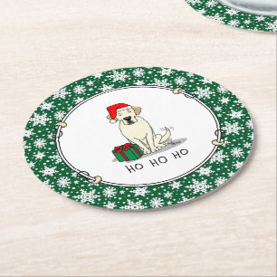 Christmas Santa Yellow Labrador Retriever Cute Round Paper Coaster