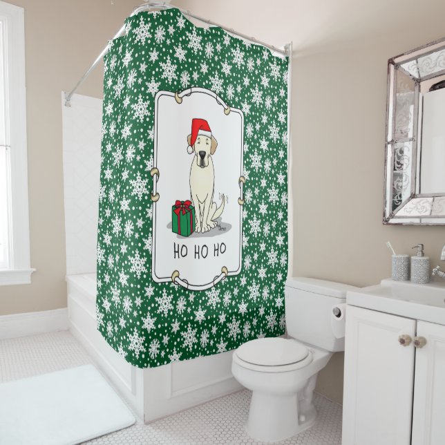 Christmas Santa Yellow Labrador Retriever Cute Shower Curtain (In Situ)