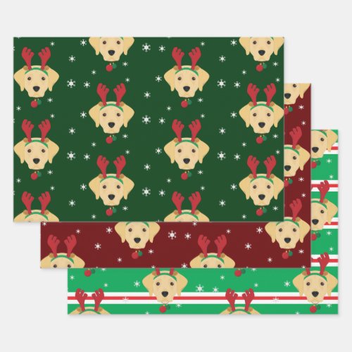 Christmas Santa Yellow Labrador Retriever Dog Wrapping Paper Sheets