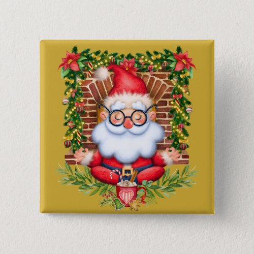 Christmas Santa Yoga Namaste Pose  Button