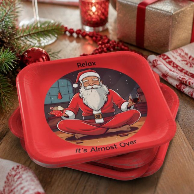 Christmas Santa Yoga Relax  Paper Plates (Creator Uploaded)