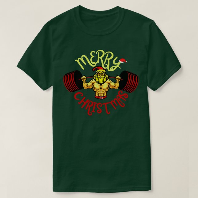 Christmas Santal Lifting Heavy Barbell Squatmas  T-Shirt (Design Front)