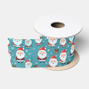 Christmas Santas and Snowflakes Satin Ribbon