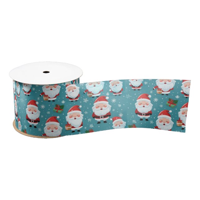 Christmas Santas and Snowflakes Satin Ribbon (Spool)