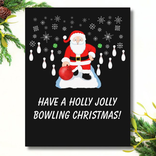 Christmas Santa's Bowling Holly Jolly Fun Postcard (Creator Uploaded)