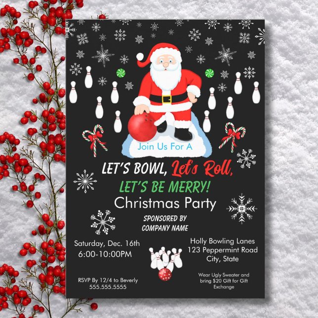 Christmas Santa's Bowling Party  Invitation (Creator Uploaded)