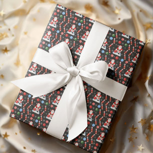 Christmas Santa's Bowling Pattern Wrapping Paper