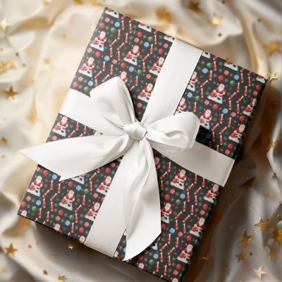 Christmas Santa's Bowling Pattern Wrapping Paper