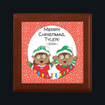 Christmas Santa's Elves Keepsake Box<br><div class="desc">Sweet container to hold your treasures. Santa's Elves. Personalize by deleting message and adding your own. Use your favorite font style, color and size. Design elements can be transferred to other Zazzle products. Always adjust and check for perfect fit when transferring designs. Merry Christmas! Size: Small 5.125" Square w/4.25" Tile...</div>