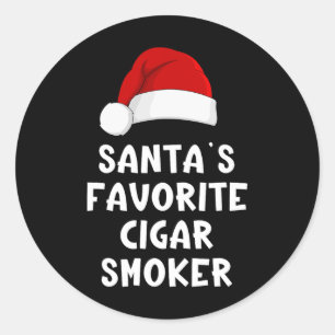 Christmas Santa's Favorite Cigar Smoker Funny Xmas Classic Round Sticker