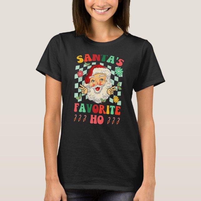 Christmas Santa's Favorite Ho Santa Claus Retro Gr T-Shirt (Front)