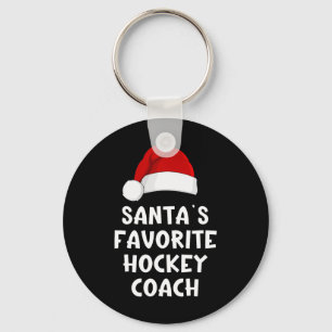 Christmas Santa's Favorite Hockey Coach Funny Xmas Keychain