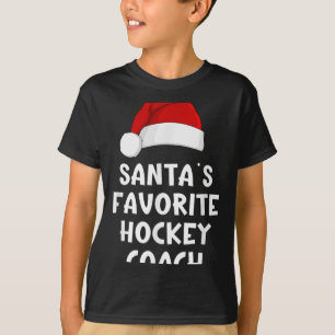 Christmas Santas Favorite Hockey Coach Funny Xmas  T-Shirt
