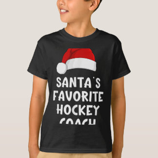 Christmas Santas Favorite Hockey Coach Funny Xmas T-Shirt