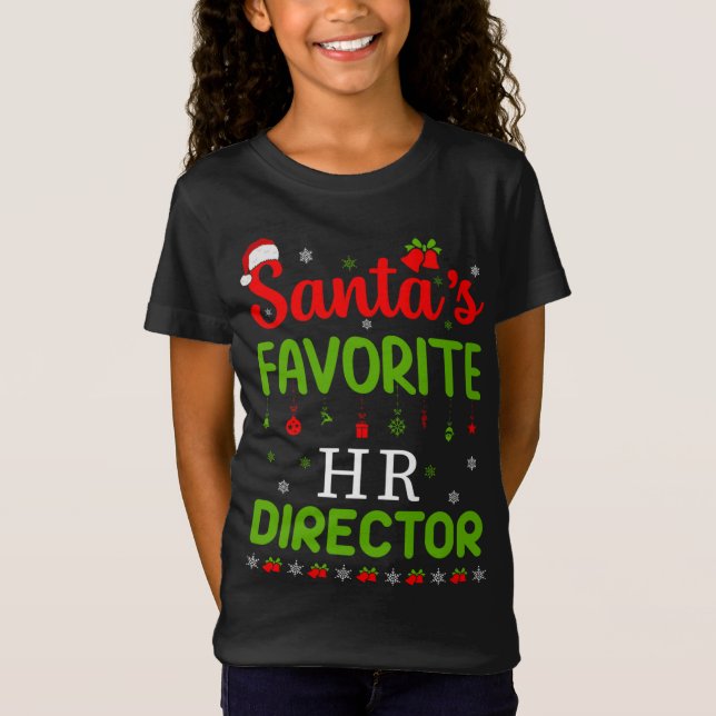 Christmas Santa's Favorite Hr Director Cute Merry  T-Shirt (Front)