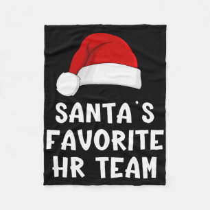 Christmas Santa's Favorite Hr Team Funny Human Res Fleece Blanket