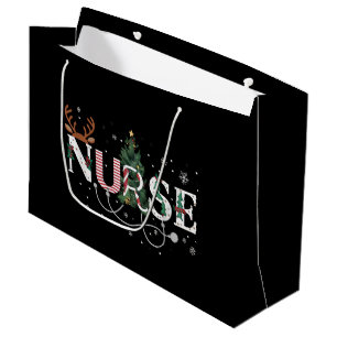 Christmas Santa's Favorite Nurse Xmas Gifts Holida Large Gift Bag