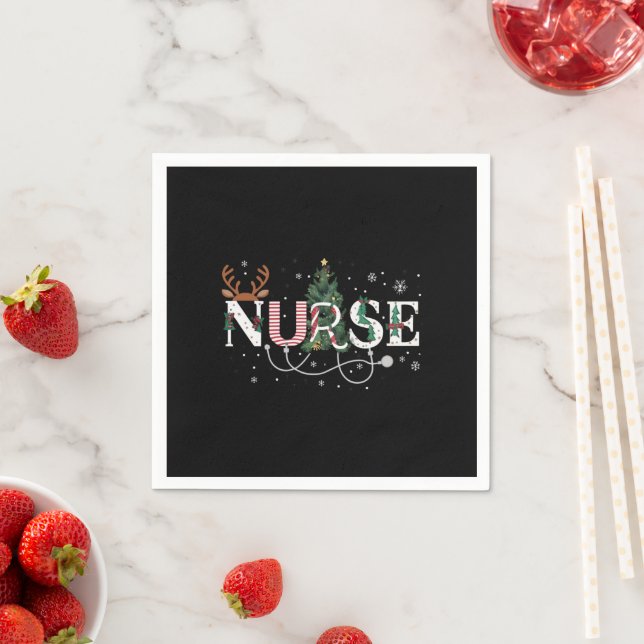 Christmas Santa's Favorite Nurse Xmas Gifts Holida Napkins (Insitu)