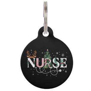 Christmas Santa's Favorite Nurse Xmas Gifts Holida Pet ID Tag