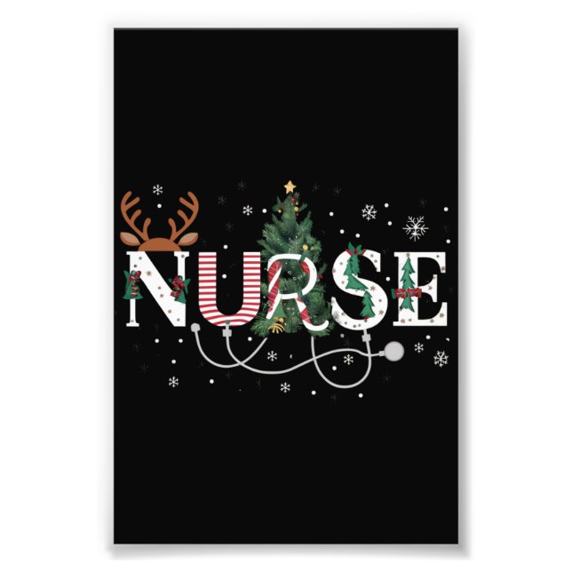 Christmas Santa's Favorite Nurse Xmas Gifts Holida Photo Print (Front)