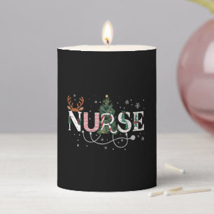 Christmas Santa's Favorite Nurse Xmas Gifts Holida Pillar Candle