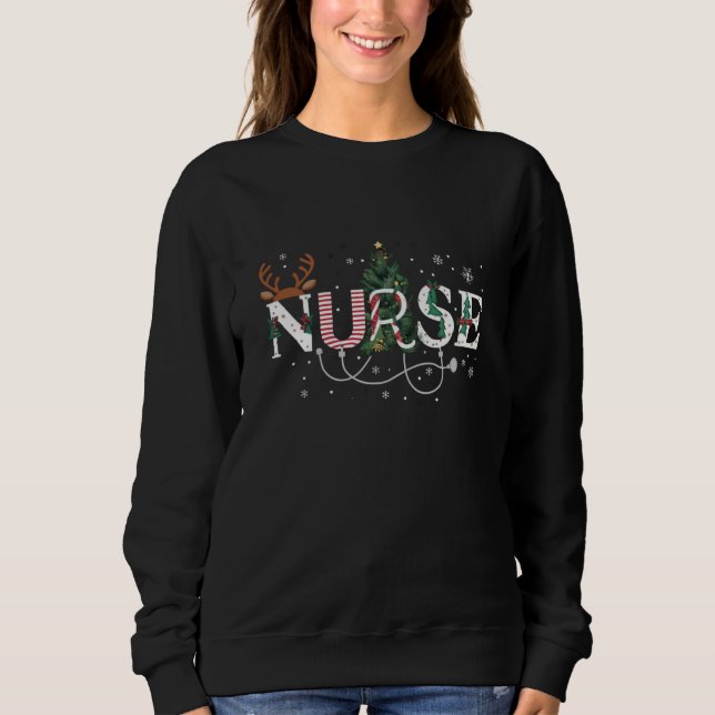 Christmas Santa's Favorite Nurse Xmas Gifts Holida Sweatshirt (Front)