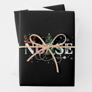 Christmas Santa's Favorite Nurse Xmas Gifts Holida Wrapping Paper Sheets