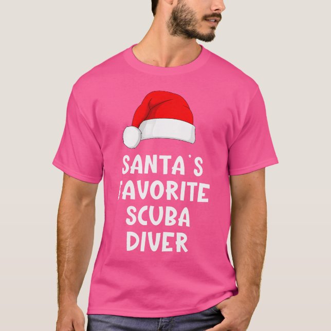 Christmas Santa'S Favorite Scuba Diver Funny Divin T-Shirt (Front)