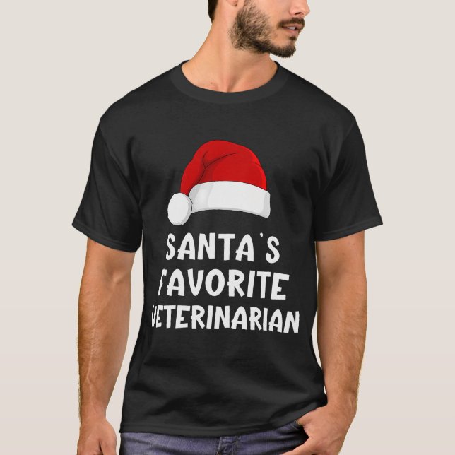 Christmas Santa'S Favorite Veterinarian Funny T-Shirt (Front)