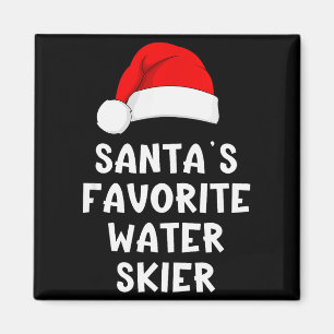 Christmas Santa's Favorite Water Skier Skiing Ski Magnet