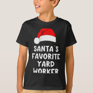 Christmas Santa's Favorite Yard Worker Funny Pajam T-Shirt