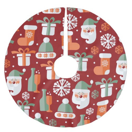Christmas Santa's Gifts Pattern Brushed Polyester Tree Skirt