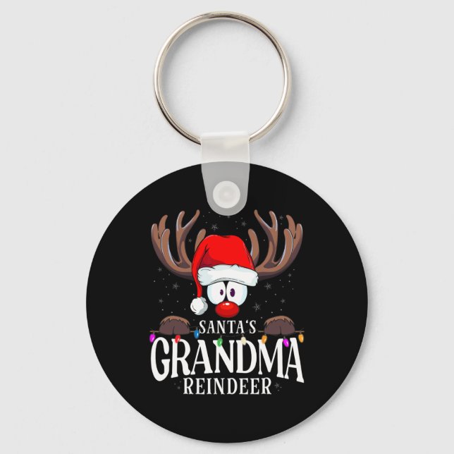 Christmas Santa's Grandma Reindeer Matching X-mas  Keychain (Front)