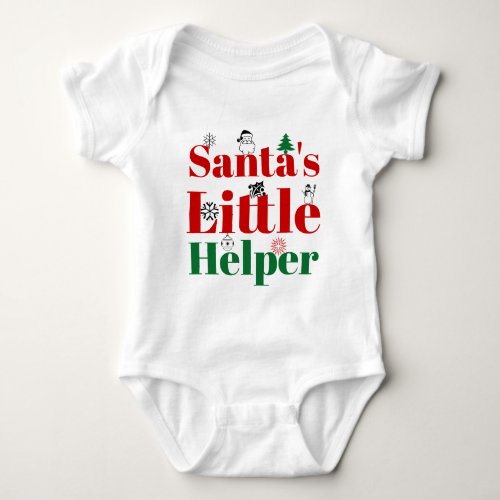 Christmas Santas Helper red and green typography Baby Bodysuit