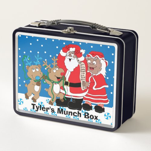 Christmas Santas List Dark Tones Metal Lunch Box