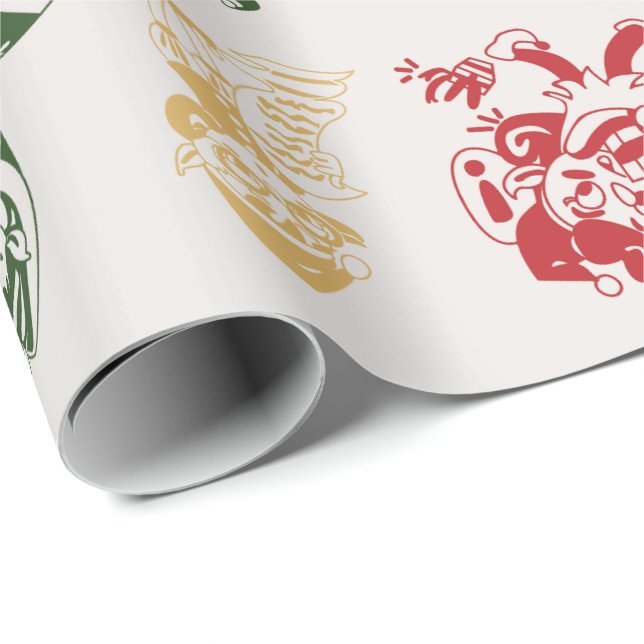 Christmas Santa's Little Helpers Elf Fun Wrapping Paper (Roll Corner)