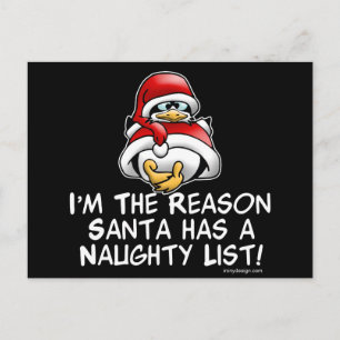 Christmas Santa's Naughty List Holiday Postcard