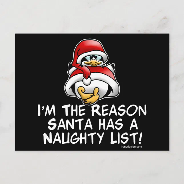 Christmas Santa S Naughty List Holiday Postcard Zazzle