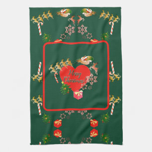 Christmas Santa's Reindeer Kitchen Towels