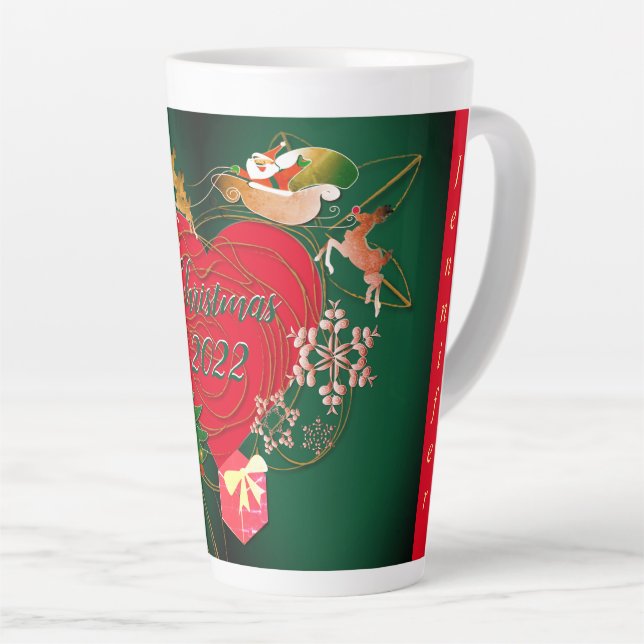 Christmas Santa's Reindeer Latte Mug (Right Angle)