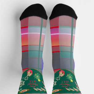 Christmas Santa's Reindeer Plaid Socks