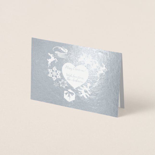 Christmas Santa's Reindeer Silver Foil Card (Front)