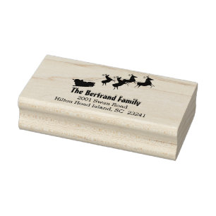 Christmas Santa's Reindeer Sleigh Custom Rubber Stamp